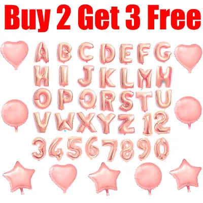£0.99 • Buy Rose Gold Alphabet A-Z Letter & Number Foil Balloon NAME PARTY WEDDING Balloons