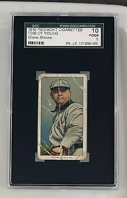 1910 T206 Piedmont Cy Young Glove Shows SGC 1 • $237.50