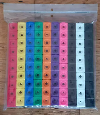 Maths Link Cubes - 100-Piece Set Of Linking Cubes - 10 X 10 Colours • £14.50