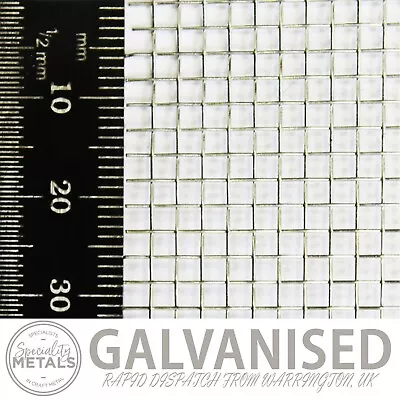 Heavy Duty Galvanised Steel Woven Wire Mesh | 10 Mesh 2mm Hole 0.4mm Wire • £15.59