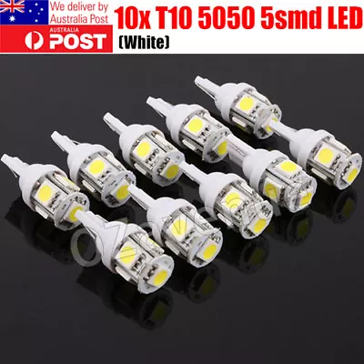 10x T10 194 168 SMD 5050 LED Car Wedge Tail Side Parking Light Globe 12V - WHITE • $4.39