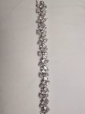 Diamonique Sterling Silver Bracelet Wedding Jewellery Huge Carat Weight • £79.99