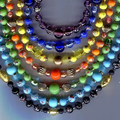 Vintage Japanese Millefiori Rainbow  Flower Beads  Many Colors 7-8mm B1080 • $20