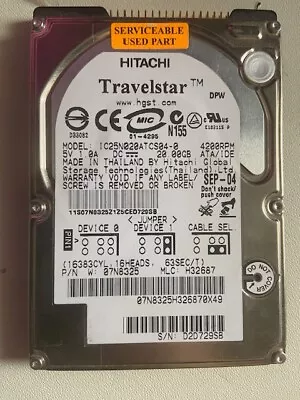 Hitachi Travelstar IC25N020ATCS04-0 20Gb 2.5  Internal PATA Hard Drive 4200rpm • £0.99