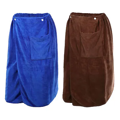 2 Pcs Adjustable Men's Bath Wrap Towel Body Wrap Blue Brown • $27.03
