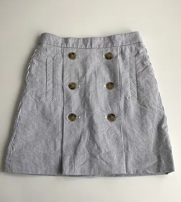 JCrew Womens Skirts Size 00 AUS 4 Mini Stripes  A-Line Pockets Button EUC  • $19.95
