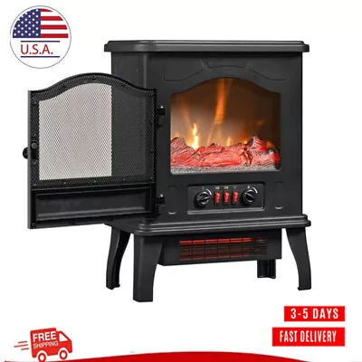 Portable 1500W Powerheat Infrared Quartz Electric Fireplace Stove Heater Black • $114.96