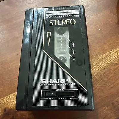 Vintage Sharp Portable Stereo AM FM Cassette Tape Player Black  JC-126 BK Works • $27.95