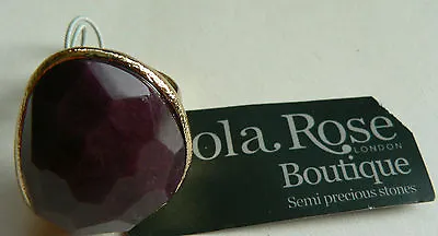 Lola Rose Boutique Faceted Cherry Agate Large Ring Size P New & Tags • £55