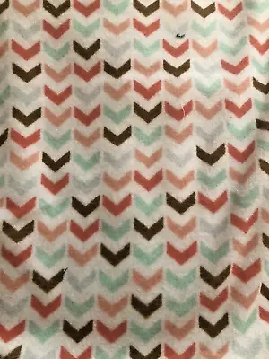 Micro Fleece Anti Pill  Broken Chevron Geometric Mint Coral Pastels 64  X 41  • £13.29