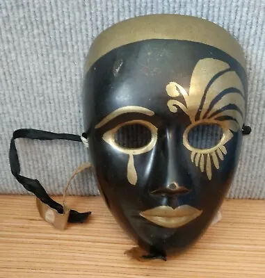 Vintage Brass Mask Mardi Gras/Venetian Theater Comedy/Tragedy 5.5  Tall Mask • $16.49