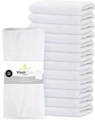 Washcloth Towels 12x12 White 100% Cotton Bulk Pack 122448 Finger & Face Towel • £13.48