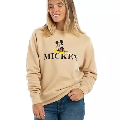 Official Disney Ladies Mickey Mouse Chill Sweatshirt Beige S - XL • £14.99