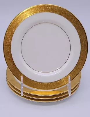 Set Of 4 - Vintage Mikasa HARROW White & Gold Band 6.5  Bread Plates A1-129 • $29