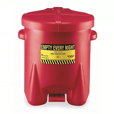 Eagle 933FL 6 Gallon Plastic Oily Waste Can Hands-Free Self Close Red • $42.91