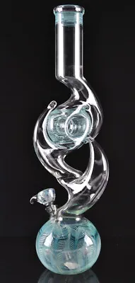 16  Milky Way Double Horned Thick Glass Zong Bong Bubbler Water Pipe Made In USA • $89.09