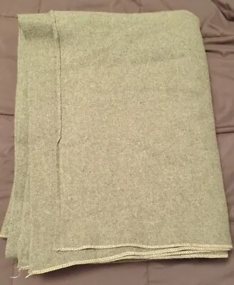 🔥Vintage Rare Army Green Wool Blanket 62  X 80 🔥 Fits Over Queen Mattress  • $43