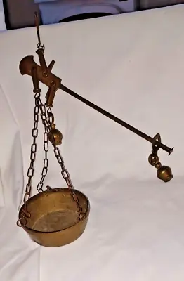Brass Vtg. 19th Century Copper Hanging Weighing Balance Scale Pharmacy 4  Bowl • $28.99