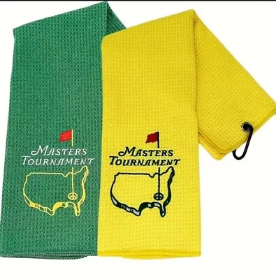 Masters Tournament Golf Towels Augusta With Bag Clip Set Of 2! NEW!!! • $19.99