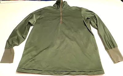 US Military Sleeping Shirt Heat Retentive SZ Large Green Long Sleeve 1/4 Zip • $25.87