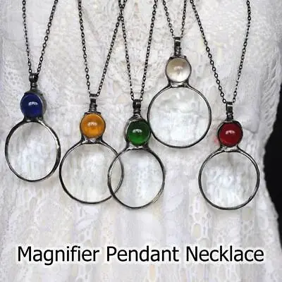 Magnifying Glass Pendant Necklace Women Ladies Crystal Necklace Chain Jewelr Y • £4.46