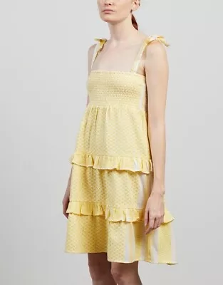 *New* CECILIE Copenhagen Minami Yellow Cotton Sun Dress Sleeveless SIZE SMALL 8 • $89.50