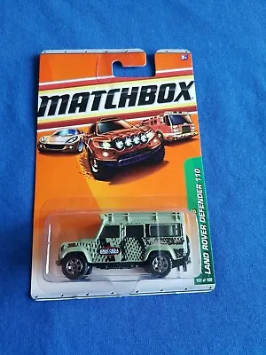 2010 Matchbox LAND ROVER DEFENDER 110 Green 100/100 GREAT CARD AnacondaRecovery  • $10