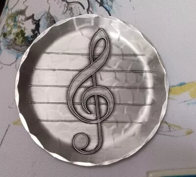 Wendell August Handcrafted Music Symbol Coaster 5  Aluminum Forge Hammered  • $4