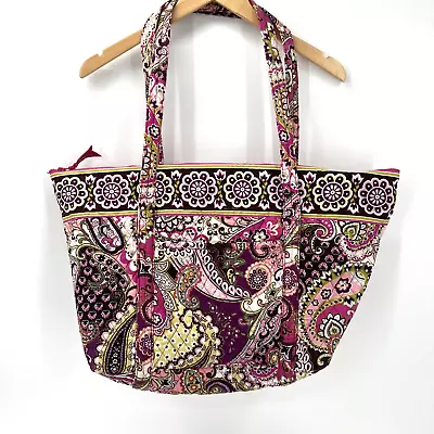 Vera Bradley Retired Very Berry Paisley Tote Bag XL Travel Bag Zip Top • $34.99