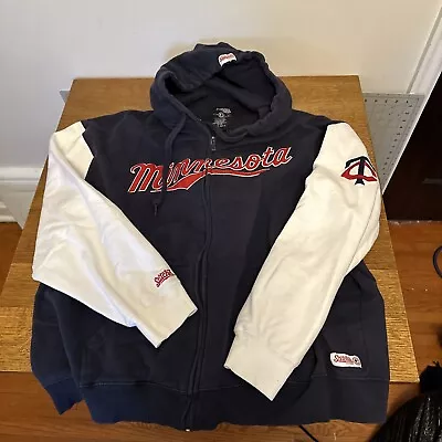 Minnesota Twins Hoodie Sweatshirt Baseball Full Zip Stitches Men’s Size XL • $29