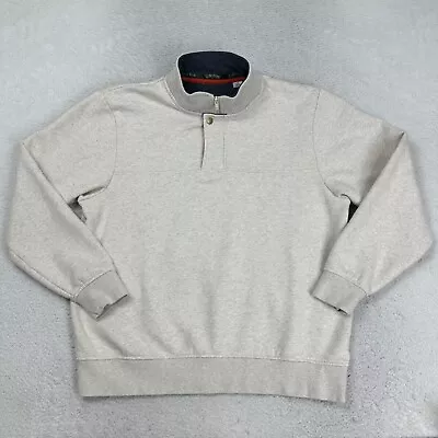 Orvis Fly Fishing 1/4 Zip Mock Neck Snap Pullover Sweater Beige Size Large • $17