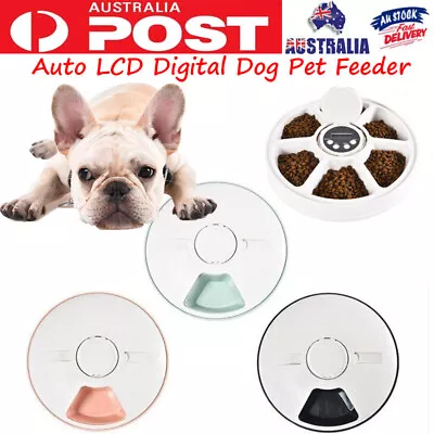Auto LCD Digital Dog Pet Feeder Dispenser Food Bowl Cat 6 Meal Automatic Program • $48.74
