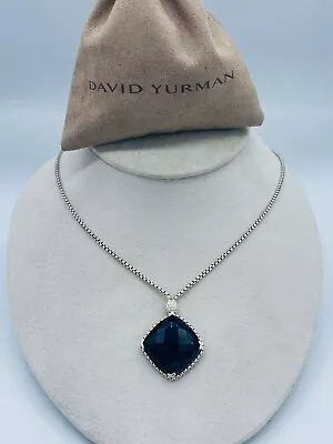 David Yurman .925 20mm Black Onyx Cushion With Diamonds On Point Necklace  • $799.99