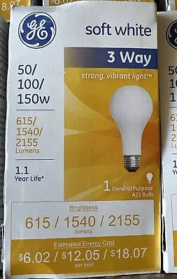 GE ~ 50/100/150-Watt ~ 3-Way ~ Light Bulb ~ Soft White~NON LED ~Single Bulb • $18.92