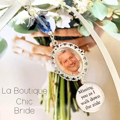 *PHOTO INC* Blue  Angel Bridal Bouquet Photo Frame Memory Charm Missing You As I • £5.99