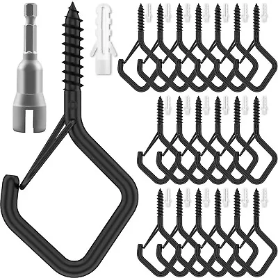 20Pcs Cup Screw-in Hooks Set 40lbs Square Snap Hanging Hook With Nut QAkQr • $23.53