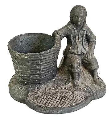 Antique English Spelter Match Striker Gentleman W/Basket 1880s • $89.90