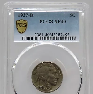 1937 D Buffalo Nickel PCGS XF 40 - No Reserve Auction! - F#7455 • $0.55