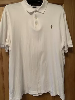 White Classic Fit Cotton Ralph Lauren Polo Top Shirt Size Large • £18