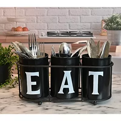 Boston Warehouse EAT Flatware Caddy 3 Section Black • $43.79