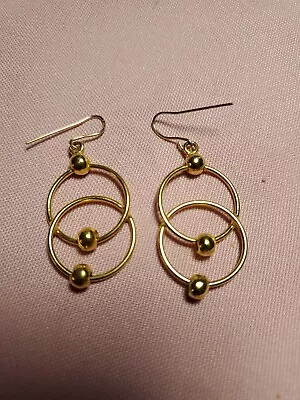 Vintage MMA  Neoclassical Circle Link Pierced Earrings • $22