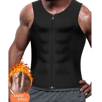 $9.79 • Buy Men Sweat Waist Trainer Vest Workout Tank Tops Body Shaper Slim Sauna Suit  AU