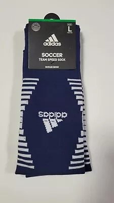 Adidas Team Mens Speed Soccer Socks Climacool Navy Blue SZ Large (Shoe SZ 9-13) • $16.99