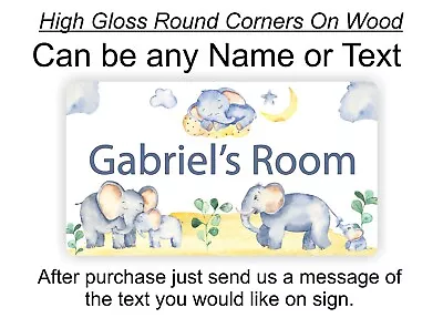 Childs Bedroom Room Door Sign Plaque Elephants Watercolour Theme • $16.77