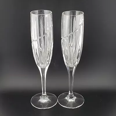 Mikasa Uptown 9 3/8  Crystal Champagne Flute Glasses Set Of 2 • $22.95