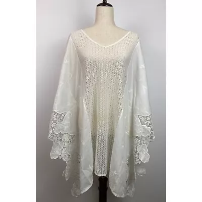 Merona Womens Kimono Blouse Small White Lace Top See Through • $17.10