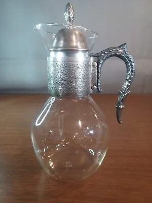 Vintage Corning Glass Heat-Proof Coffee Pot Silver Plate Filigree Handle Carafe • $11.69