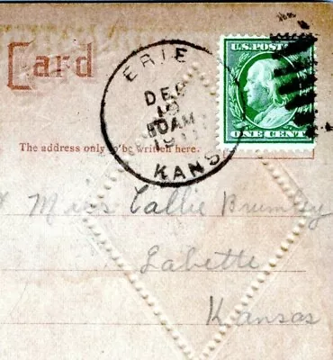 Erie Kansas Postmark Postcard To Labette Callie Brumley 1911 ML • $9.99