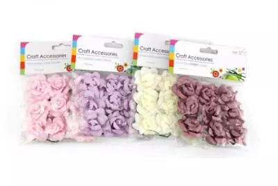 12 X Paper Mini Roses 20mm Craft Flowers Embellishments Colourful Tiny Flowers • £3.19