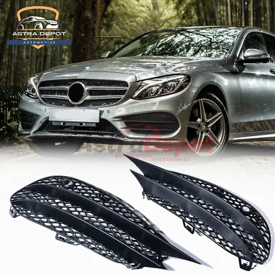 Fog Light Air Vent Grille Covers For 15-18 Mercedes Benz W205 C300 C43 AMG Black • $63.98